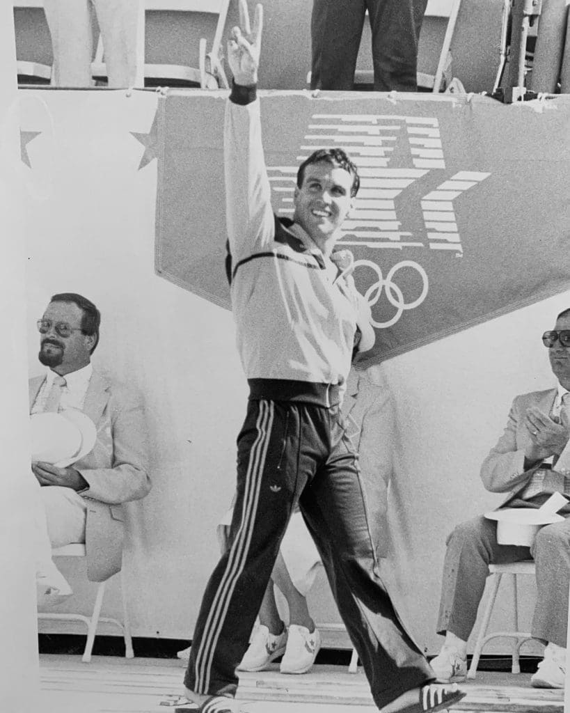 Glenn Buchanan waving at the Olympics